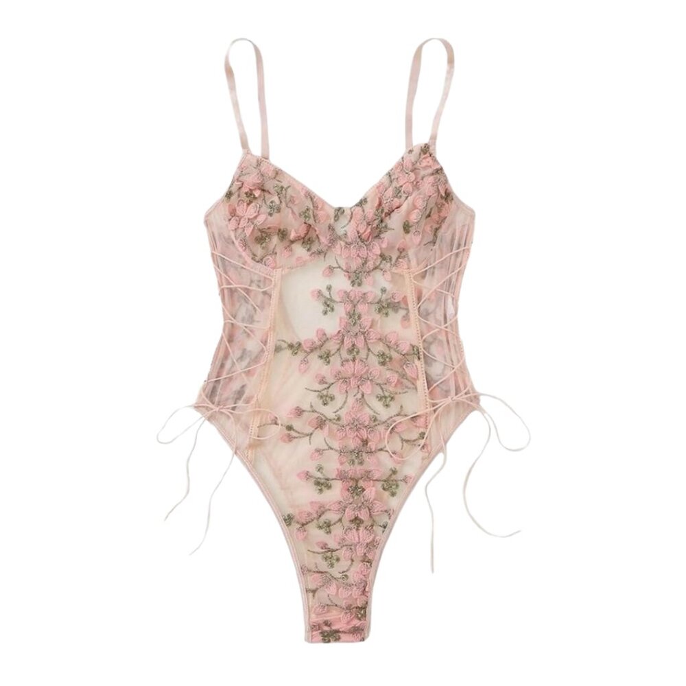 Floral Embroidered Bodysuit (S)